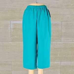 VIANNI TEAL TURQUOISE HIGH RISE CAPRI PANTS WITH SLITS